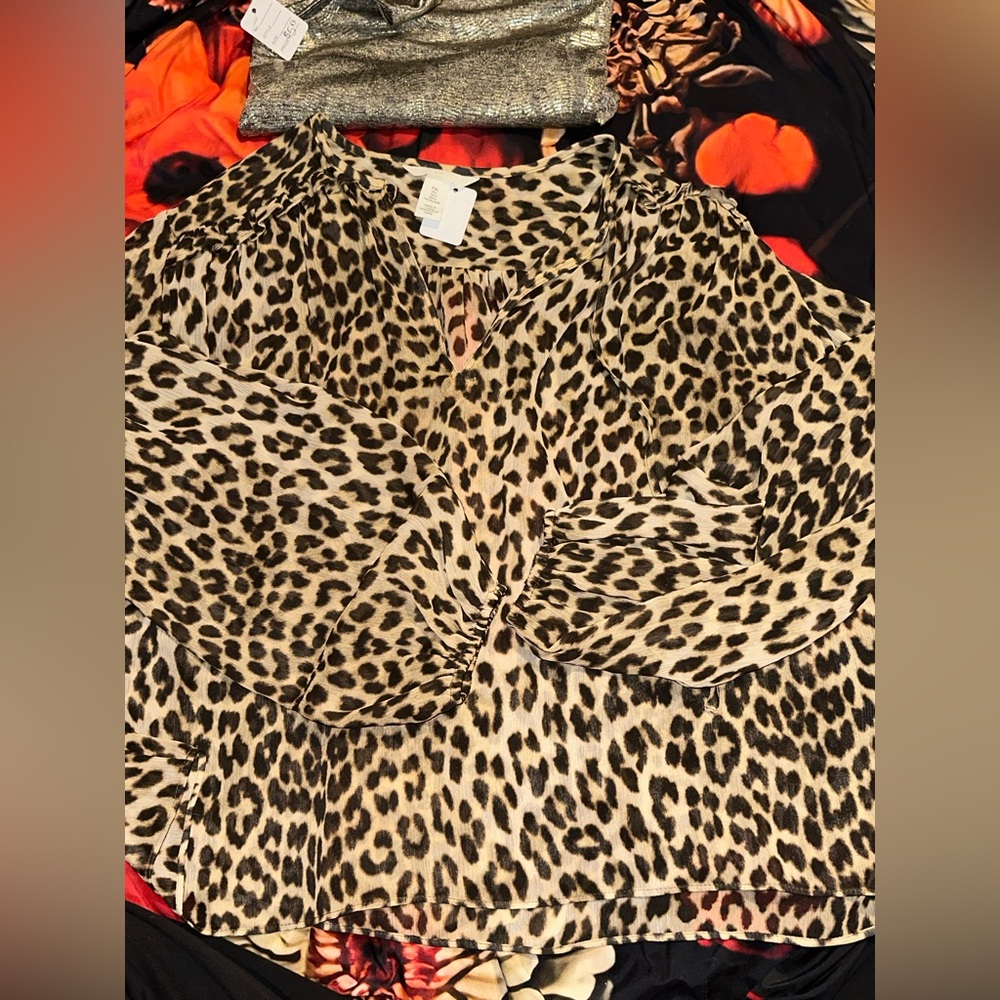H&M Leopard Print sheer Blouse
